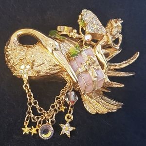 Kirk's Folly brooch pin Fairy riding a Stork